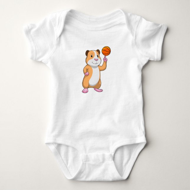 Guinea Schwein als Basketballspieler mit Basketbal Baby Strampler (Vorderseite)
