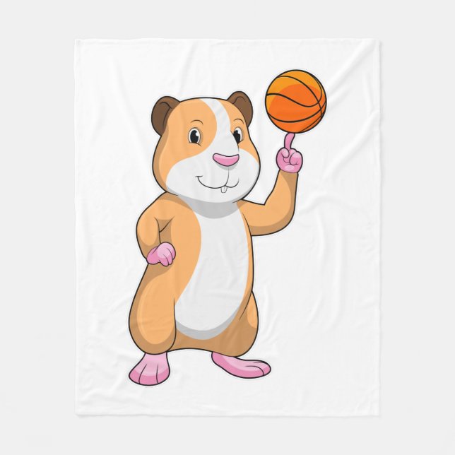 Guinea Schwein als Basketballspieler mit Basketbal Fleecedecke (Vorderseite)