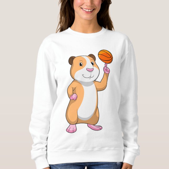 Guinea Schwein als Basketballspieler mit Basketbal Sweatshirt (Vorderseite)