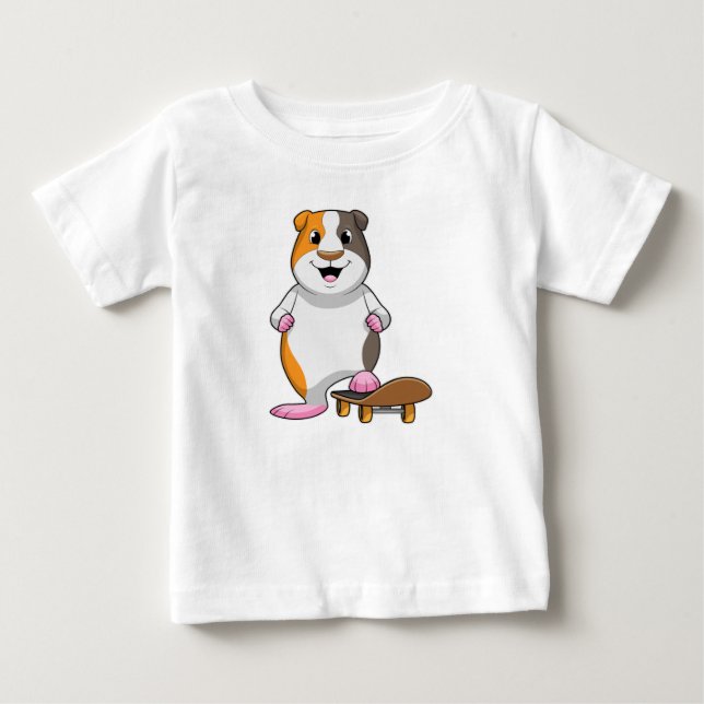 Guinea Schwein als Skater mit Skateboard Baby T-shirt (Vorderseite)