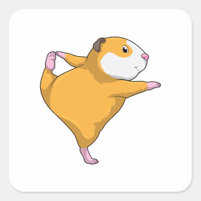 Guinea Schwein bei Yoga Quadratischer Aufkleber (Vorderseite)
