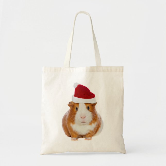 Guinea Schwein im Hut des Weihnachtsmannes Tragetasche (Vorne)