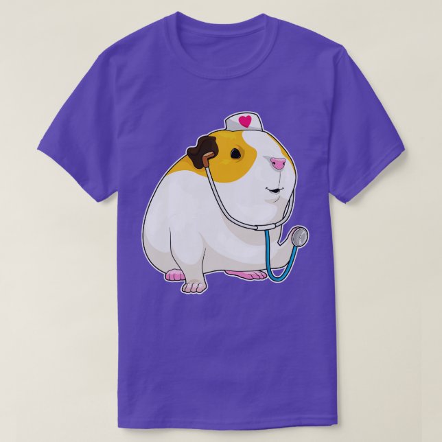Guinea Schwein Krankenschwester Stethoscopy T-Shirt (Design vorne)