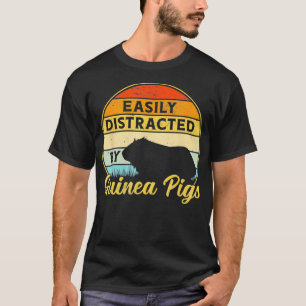 Guinea Schwein leicht abgelenkt Retro Sunset Pet R T-Shirt