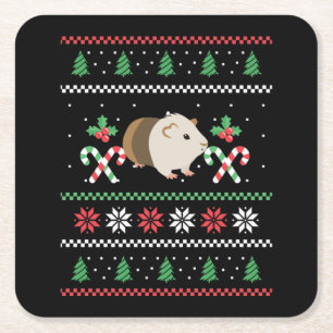 Guinea Schwein Vater hässlich Weihnachten Rechteckiger Pappuntersetzer