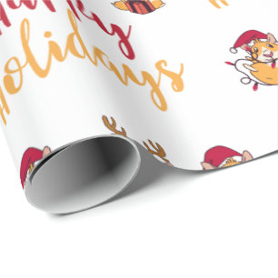 Guinea Schweine Happy Holidays Red Hats Funny Geschenkpapier