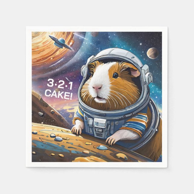 Guinea Schweine im Weltraum! 321 Kuchen! Thema "Re Serviette (Vorderseite)