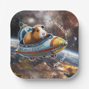 Guinea Schweine im Weltraum! Retro Astronaut Explo Pappteller