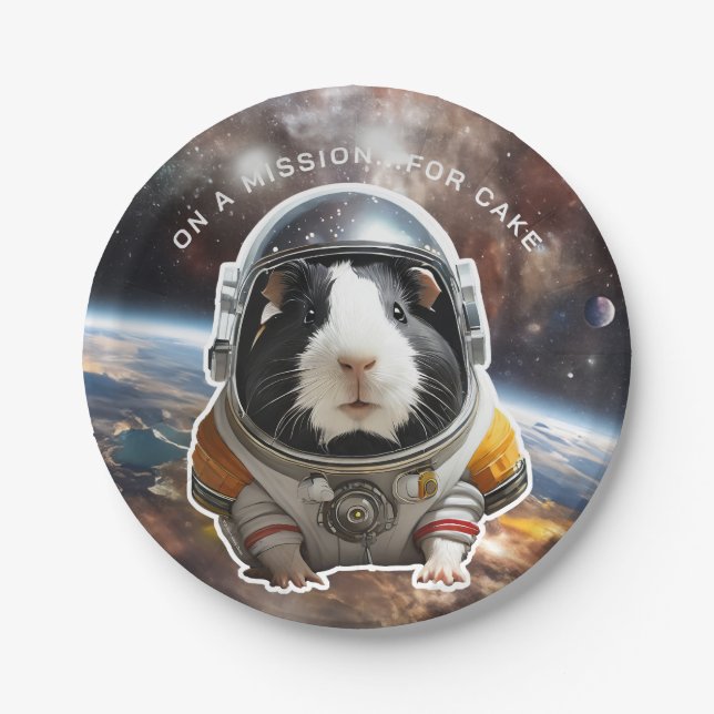 Guinea Schweine im Weltraum! Retro Explorer Astron Pappteller (Vorderseite)