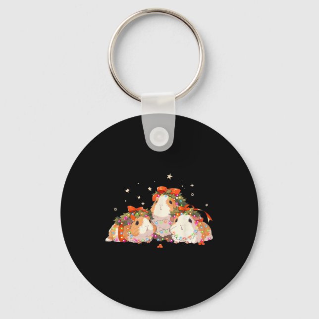 Guinea Schweine in der Guinea Weihnachtslicht vers Schlüsselanhänger (Vorderseite)