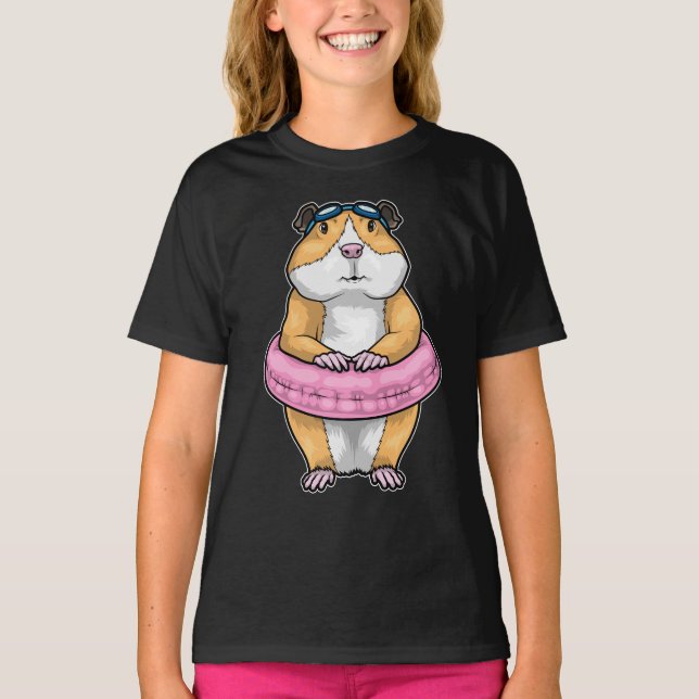 Guinea Schweine schwimmen Lifebuoy T-Shirt (Vorderseite)