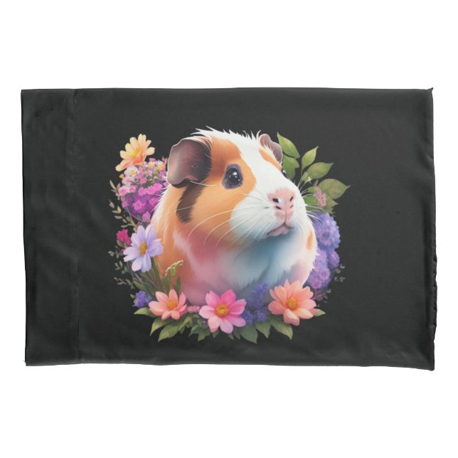 Guinea Schweine und Blume Kissenbezug (Vorderseite)