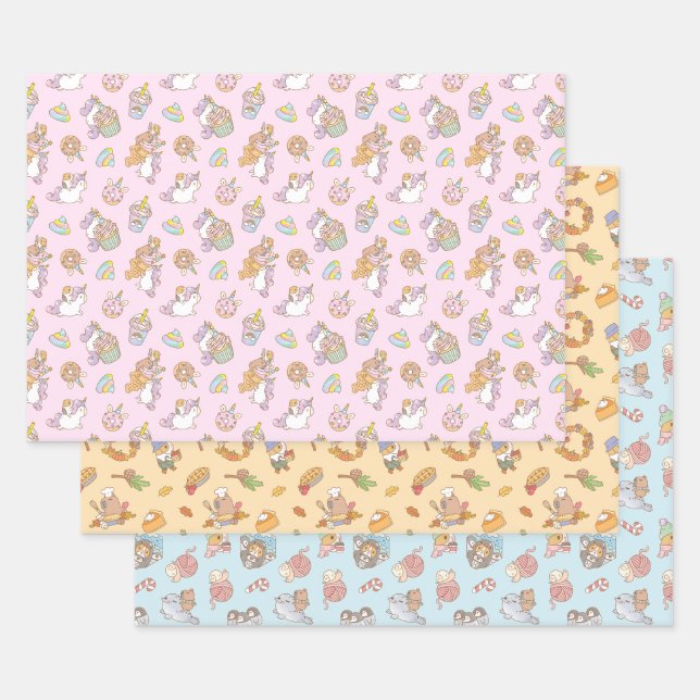 Guinea Schweine und Capybara Muster Set von drei Geschenkpapier Set (Set)