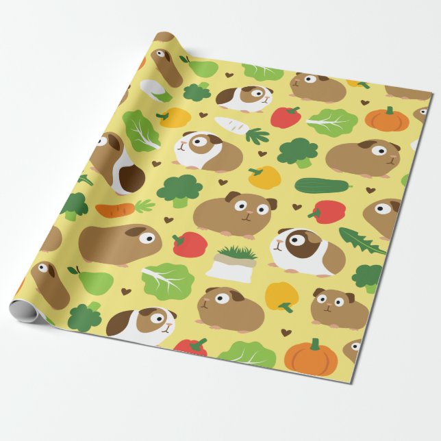 Guinea Schweine und ihre Leckereien Geschenkpapier (Ungerollt)