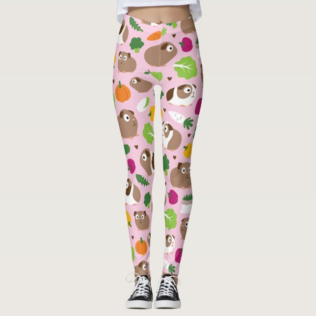 Guinea Schweine und ihre Leckereien Leggings (Vorderseite)