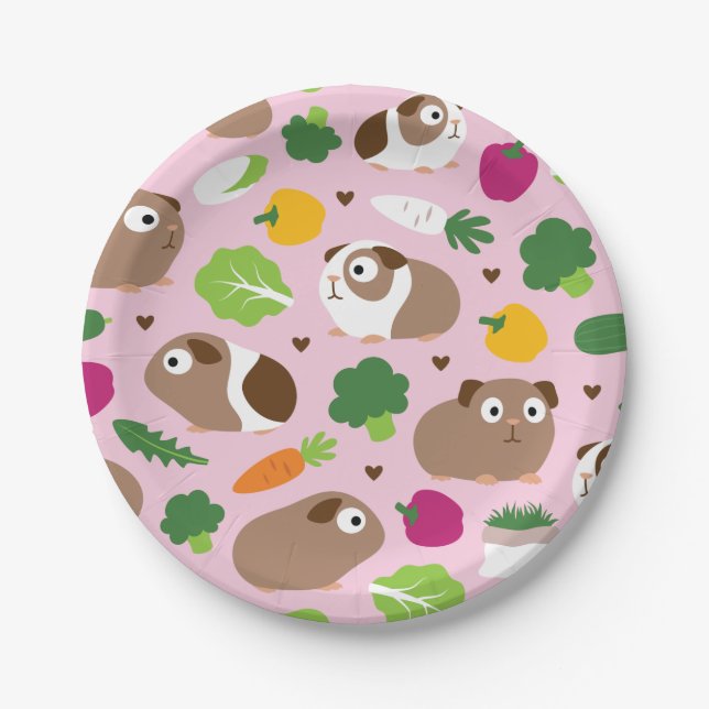 Guinea Schweine und ihre Leckereien Pappteller (Vorderseite)