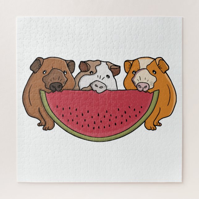 Guinea Schweine und Wassermelone Illustration (Vertikal)