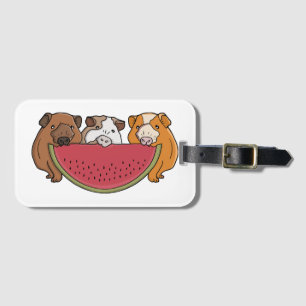 Guinea Schweine und Wassermelone Illustration Gepäckanhänger