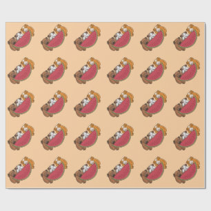 Guinea Schweine und Wassermelone Illustration Geschenkpapier