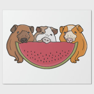 Guinea Schweine und Wassermelone Illustration Geschenkpapier