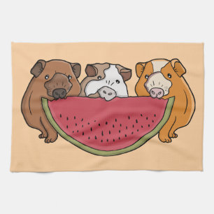 Guinea Schweine und Wassermelone Illustration Geschirrtuch