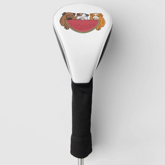 Guinea Schweine und Wassermelone Illustration Golf Headcover (Vorderseite)