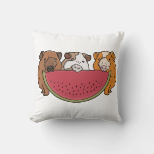 Guinea Schweine und Wassermelone Illustration Kissen