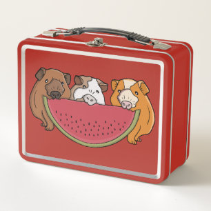 Guinea Schweine und Wassermelone Illustration Metall Brotdose