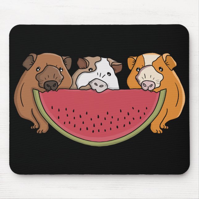 Guinea Schweine und Wassermelone Illustration Mousepad (Vorne)