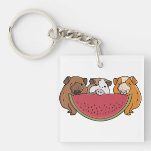 Guinea Schweine und Wassermelone Illustration Schlüsselanhänger