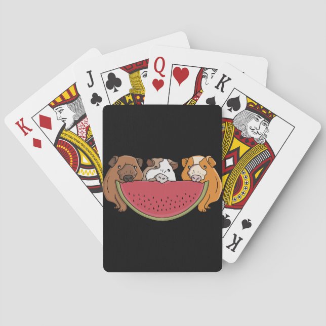 Guinea Schweine und Wassermelone Illustration Spielkarten (Rückseite)