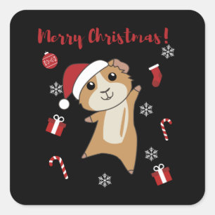 Guinea Schweine Weihnachts-Wintertiere Quadratischer Aufkleber