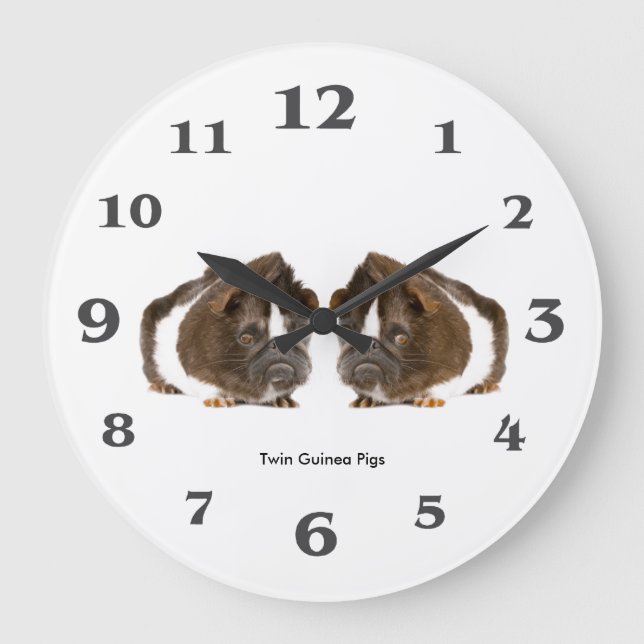 Guinea Schweinebild zur runden (großen) Wall-Uhr Große Wanduhr (Vorderseite)