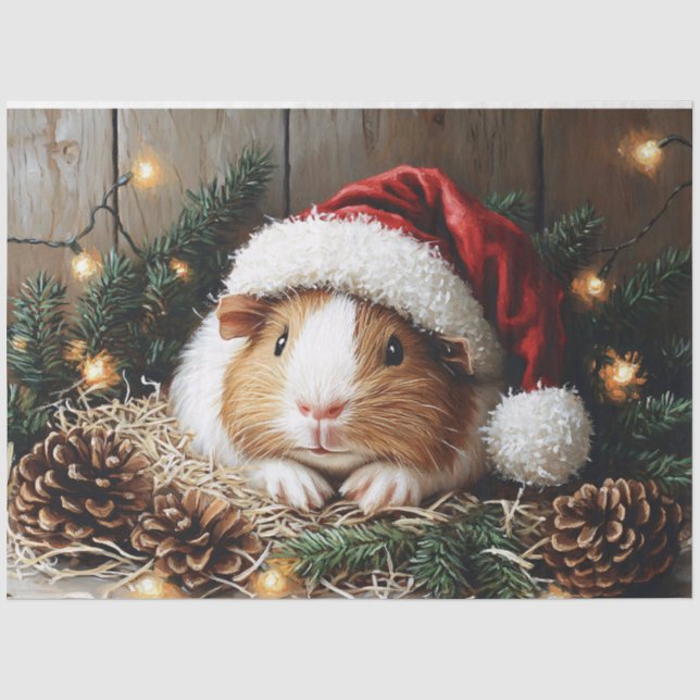 Guinea Schweinefleisch mit Weihnachtsmannmütze Dec Seidenpapier (Vorderseite)