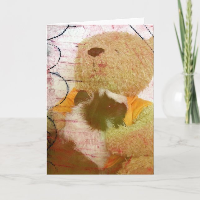 Guinea Schweinefleisch und Teddybären, Mixed Media Karte (Vorderseite)