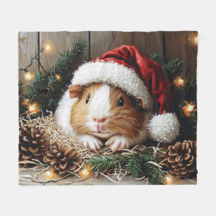 Guinea Schweinefleisch Weihnachtsmannmütze tragen Fleecedecke