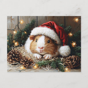 Guinea Schweinefleisch Weihnachtsmannmütze tragen Postkarte