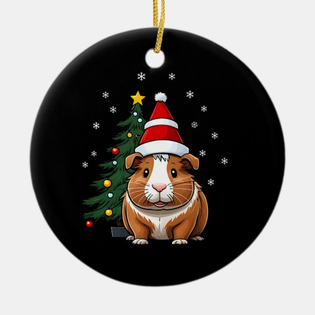 Guinea Schweinefleisch zu Weihnachten Keramik Ornament (Vorne)