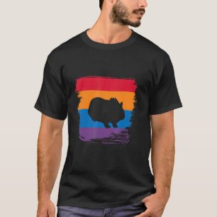 Guinea Schweineschatten Silhouette mit farbiger Fl T-Shirt