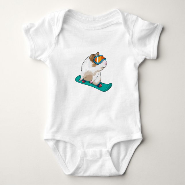 Guinea Snowboarder Snowboard Baby Strampler (Vorderseite)