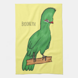 Guinea Turaco Vogel Cartoon Illustration Geschirrtuch