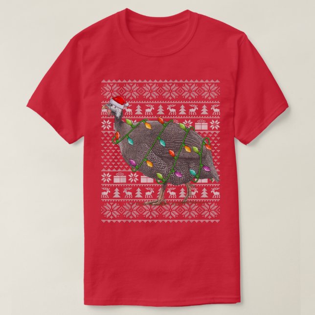 Guinea Vogelgeflügel Weihnachtsmannmütze Ugly Guin T-Shirt (Design vorne)