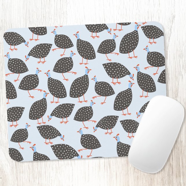 Guinea-Vogelmuster Mousepad (Guineafowl bird fun art mousemat)