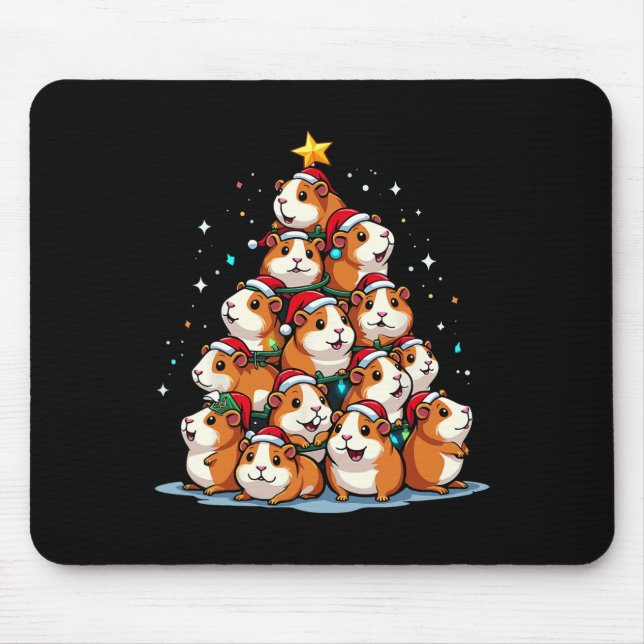 Guinea Weihnachtsbaum Funny Cavy Urlaub Mousepad (Vorne)