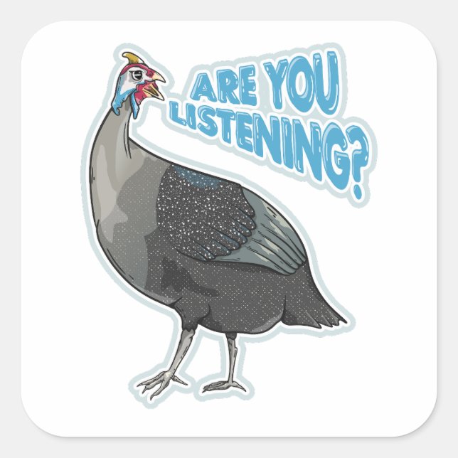 Guineafowl Funny lauud vogel Cartoon Quadratischer Aufkleber (Vorderseite)