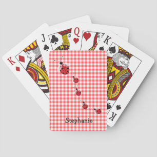 Guingan rouge et cartes de jeu faites sur commande