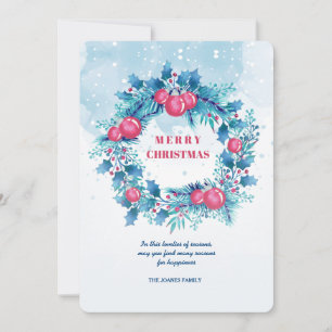 Guirlande bleue avec la carte rouge de vacances de