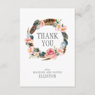 Guirlande florale d'aquarelle avec le Merci des