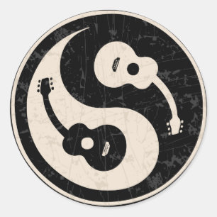 guit-yang1-blk-tan-T Runder Aufkleber