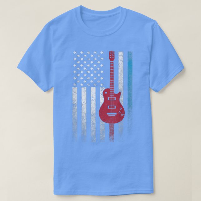 Guitar 4th of July Gift American Flag USACountry M T-Shirt (Design vorne)